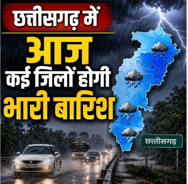 छत्तीसगढ़ में आज फिर बारिश के आसार, रायपुर समेत कई जिलों में बरसेंगे बादल